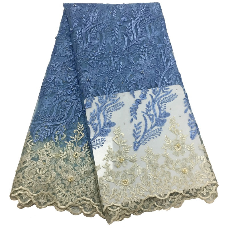 2025 Nigerian Embroidered African Lace Fabric for Wedding - No. 146, 5 Yards