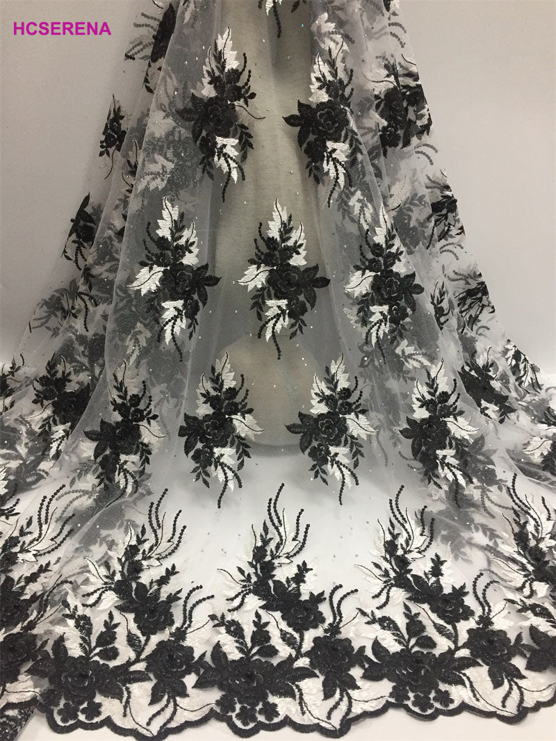 2025 Nigerian Embroidered African Lace Fabric for Wedding - No. 005, 5 Yards
