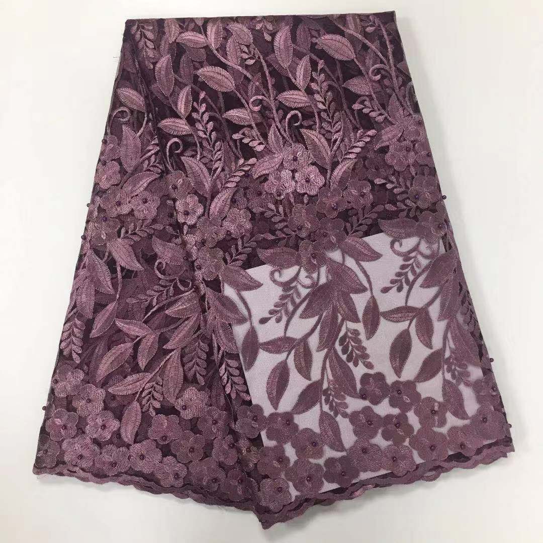 2025 Nigerian Embroidered African Lace Fabric for Wedding - No. 056, 5 Yards
