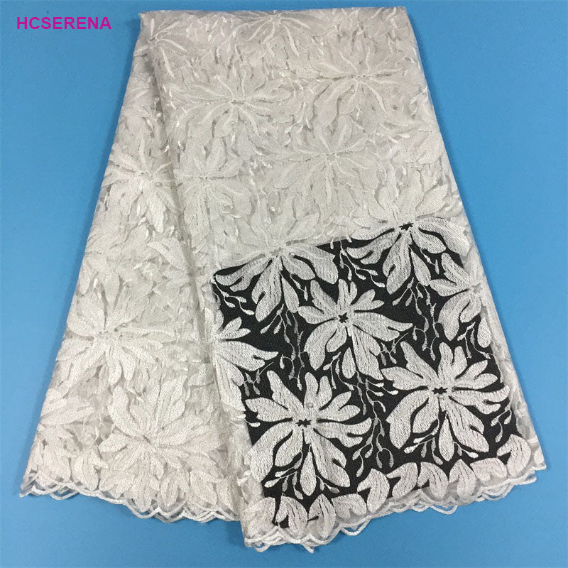 2025 Nigerian Embroidered African Lace Fabric for Wedding - No. 038, 5 Yards