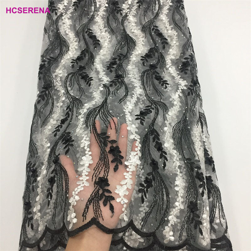 2025 Nigerian Embroidered African Lace Fabric for Wedding - No. 004, 5 Yards