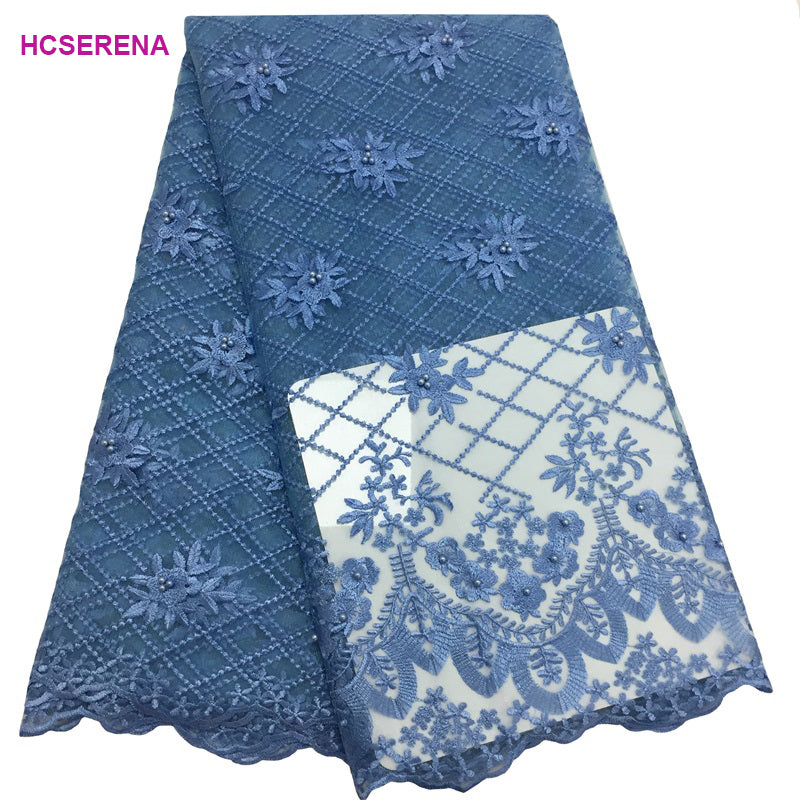 2025 Nigerian Embroidered African Lace Fabric for Wedding - No. 164, 5 Yards