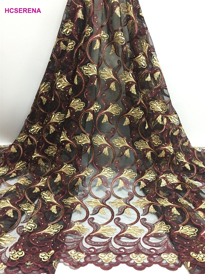2025 Nigerian Embroidered African Lace Fabric for Wedding - No. 037, 5 Yards