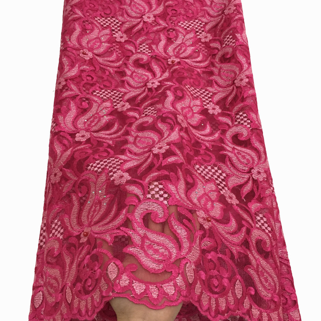 2025 Nigerian Embroidered African Lace Fabric for Wedding - No. 029, 5 Yards