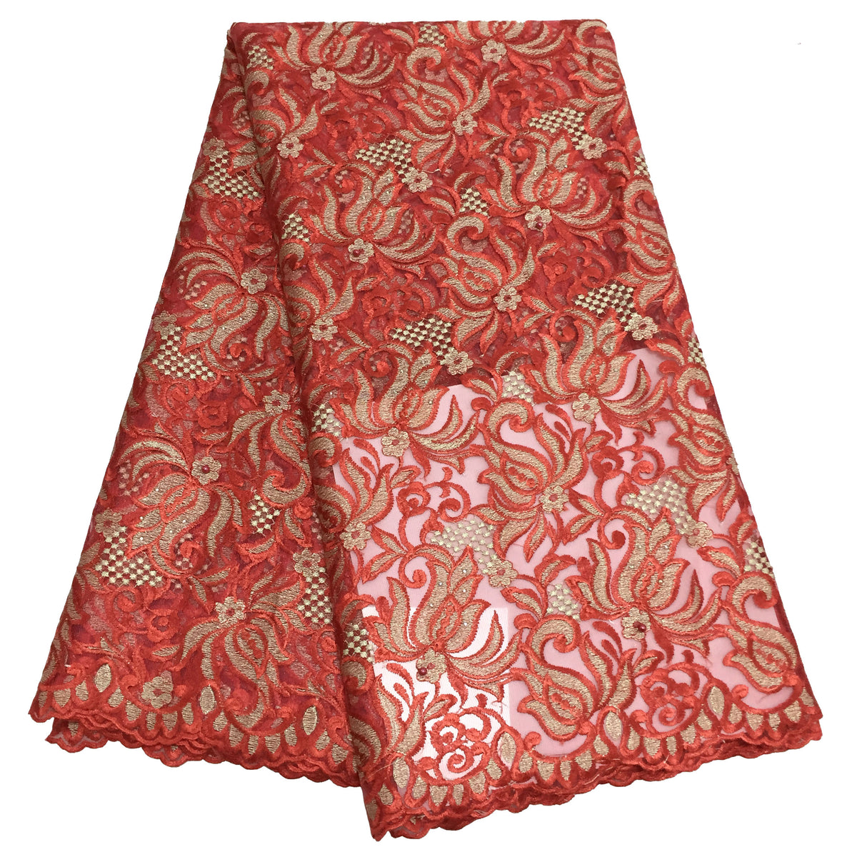 2025 Nigerian Embroidered African Lace Fabric for Wedding - No. 029, 5 Yards
