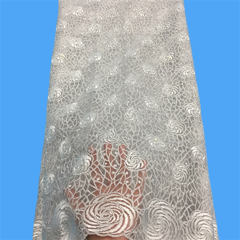 2025 Nigerian Embroidered African Lace Fabric for Wedding - No. 031, 5 Yards