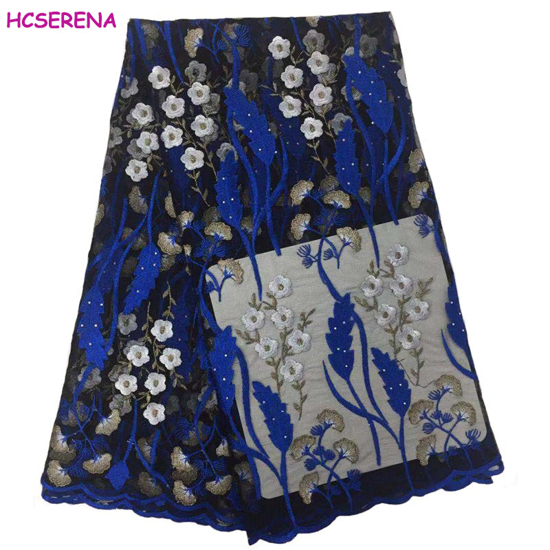 2025 Nigerian Embroidered African Lace Fabric for Wedding - No. 059, 5 Yards