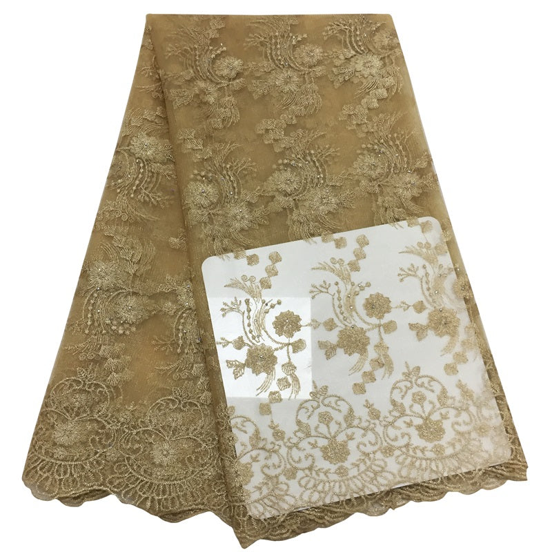 2025 Nigerian Embroidered African Lace Fabric for Wedding - No. 152, 5 Yards