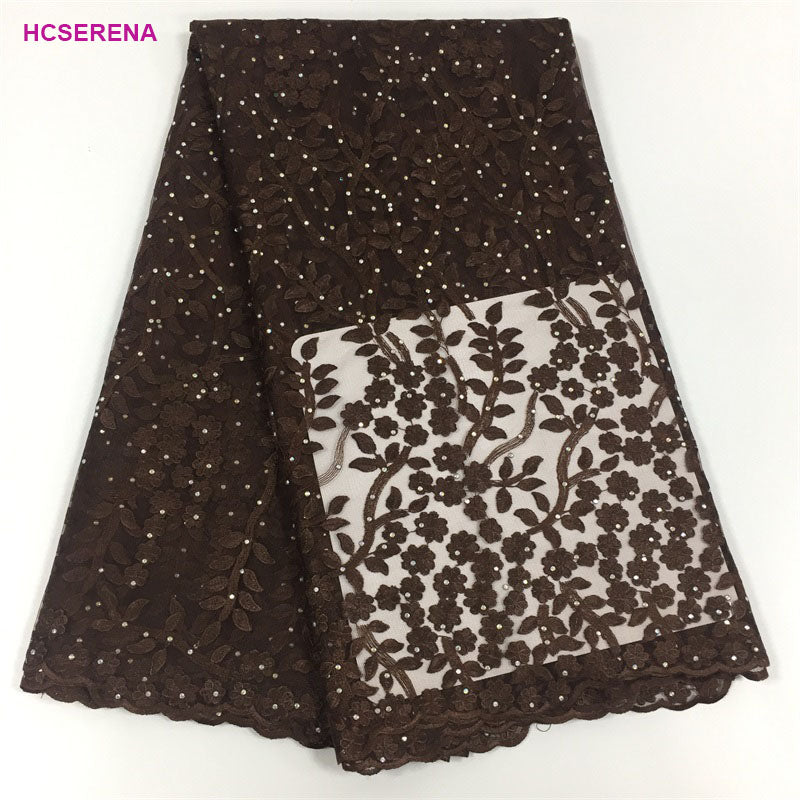 2025 Nigerian Embroidered African Lace Fabric for Wedding - No. 033, 5 Yards