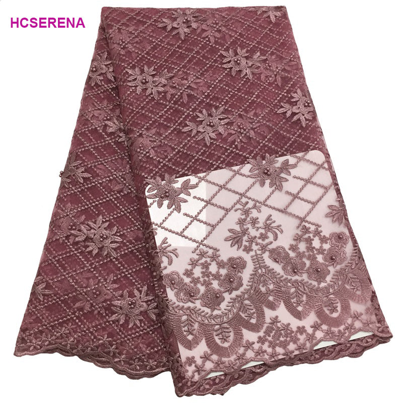 2025 Nigerian Embroidered African Lace Fabric for Wedding - No. 164, 5 Yards