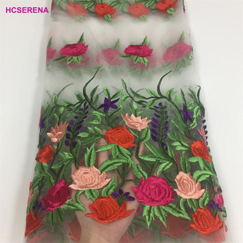 2025 Nigerian Embroidered  Lace Fabric High Quality 5 Yards African Lace Fabric Lace Wedding Dress for Women party Dress .DIY SEWING