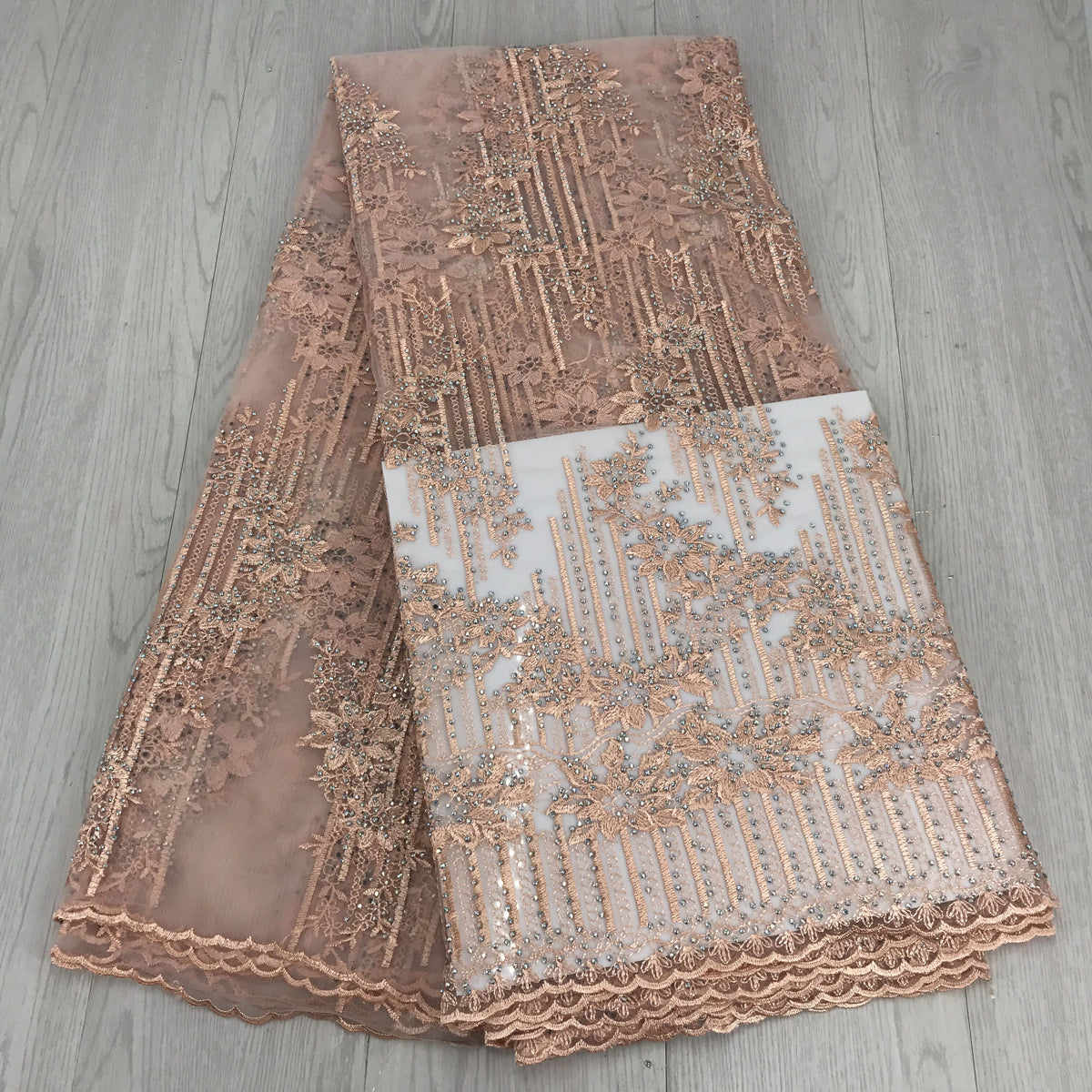 2025 Nigerian Embroidered African Lace Fabric for Wedding - No. 048, 5 Yards