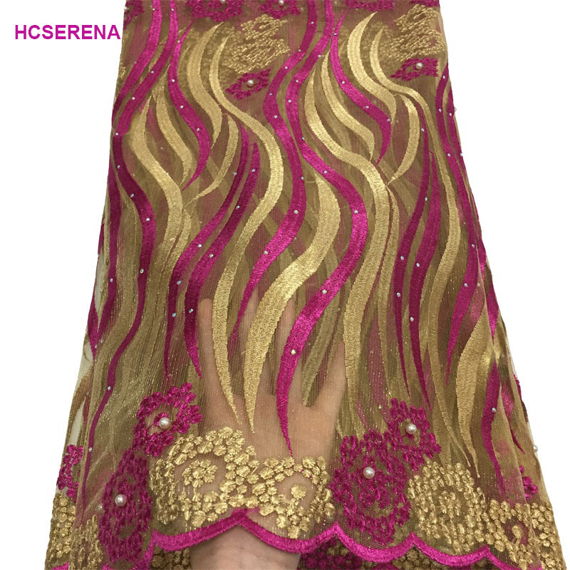 2025 Nigerian Embroidered African Lace Fabric for Wedding - No. 036, 5 Yards
