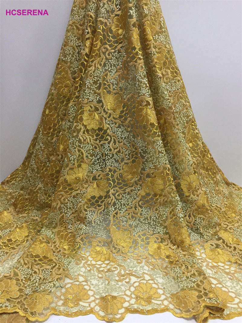 2025 Nigerian Embroidered African Lace Fabric for Wedding - No. 003, 5 Yards