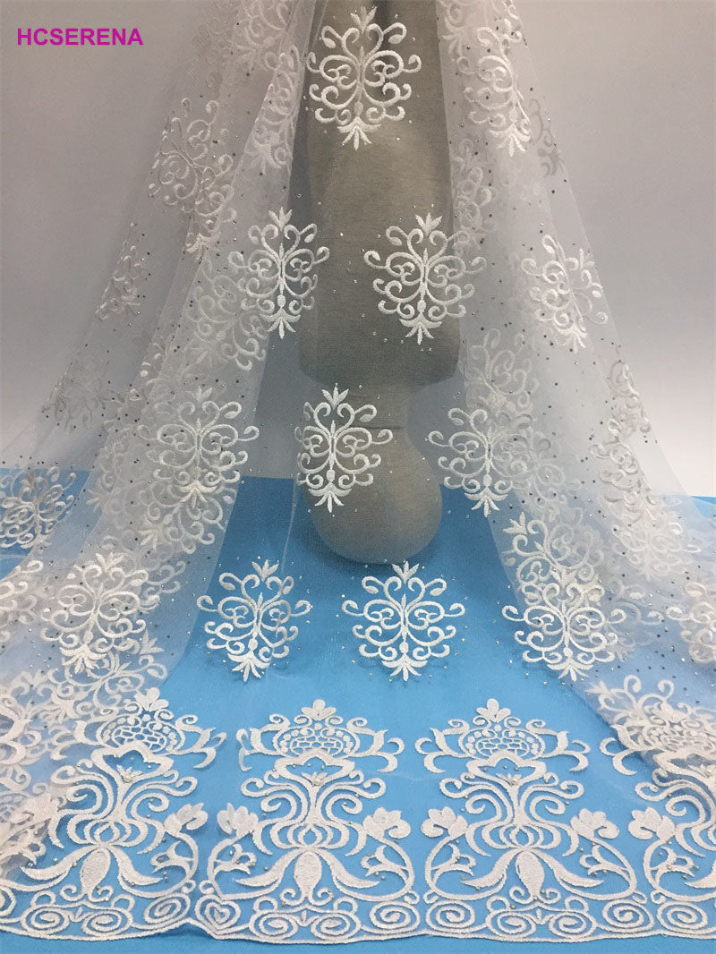 2025 Nigerian Embroidered  Lace Fabric High Quality 5 Yards African Lace Fabric Lace Wedding Dress for Women party Dress .DIY SEWING
