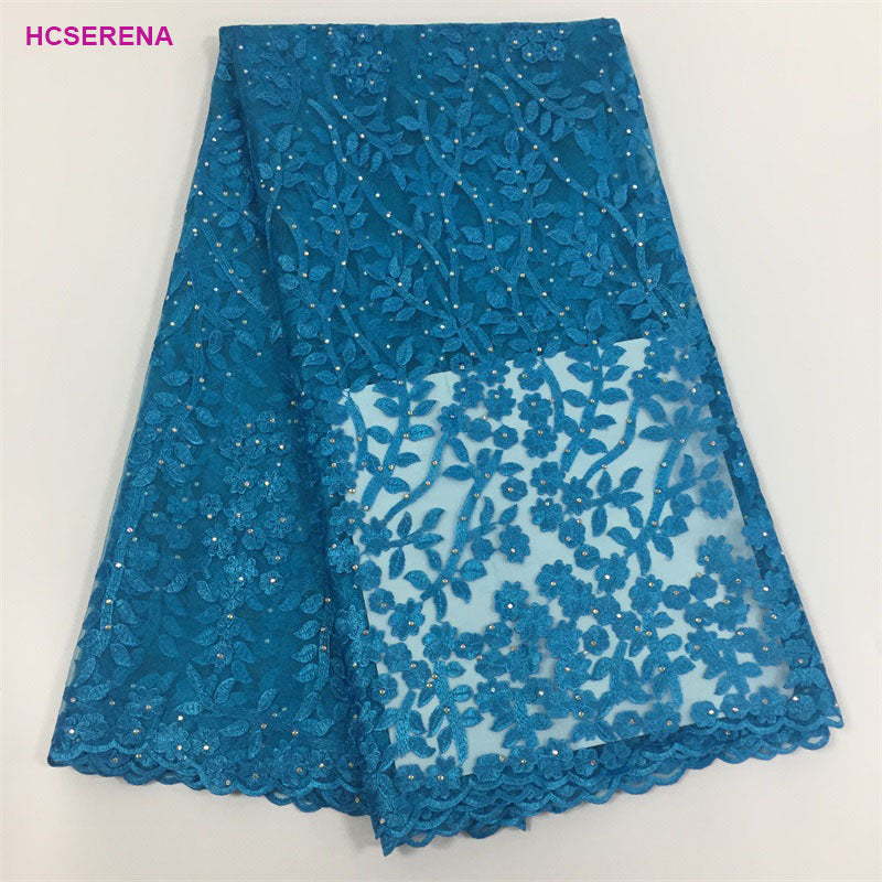 2025 Nigerian Embroidered African Lace Fabric for Wedding - No. 033, 5 Yards