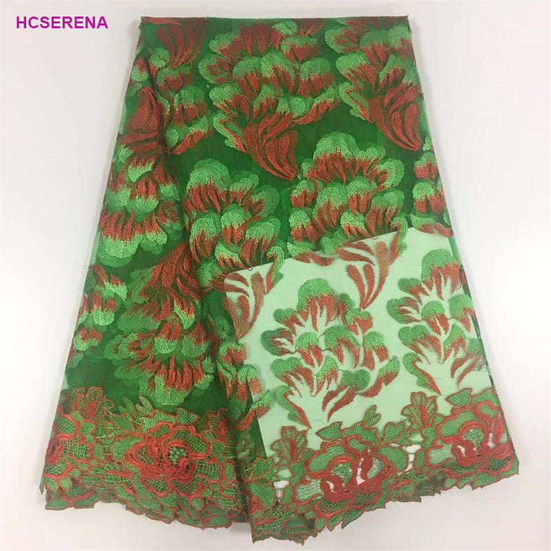 2025 Nigerian Embroidered African Lace Fabric for Wedding - No. 076, 5 Yards