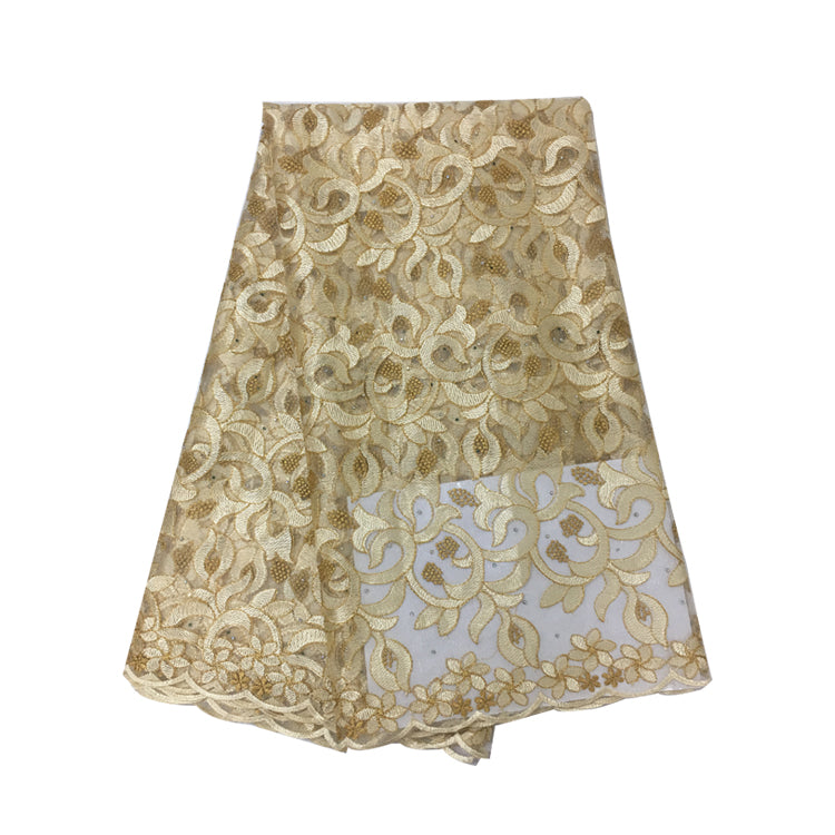 2025 Nigerian Embroidered African Lace Fabric for Wedding - No. 095, 5 Yards