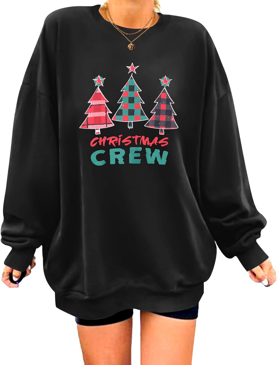 Zeagoo Christmas Sweatshirt for Women Crewneck Christmas Tree Long Sleeve Shirt Xmas Holiday Party Pullover Sweater Tops