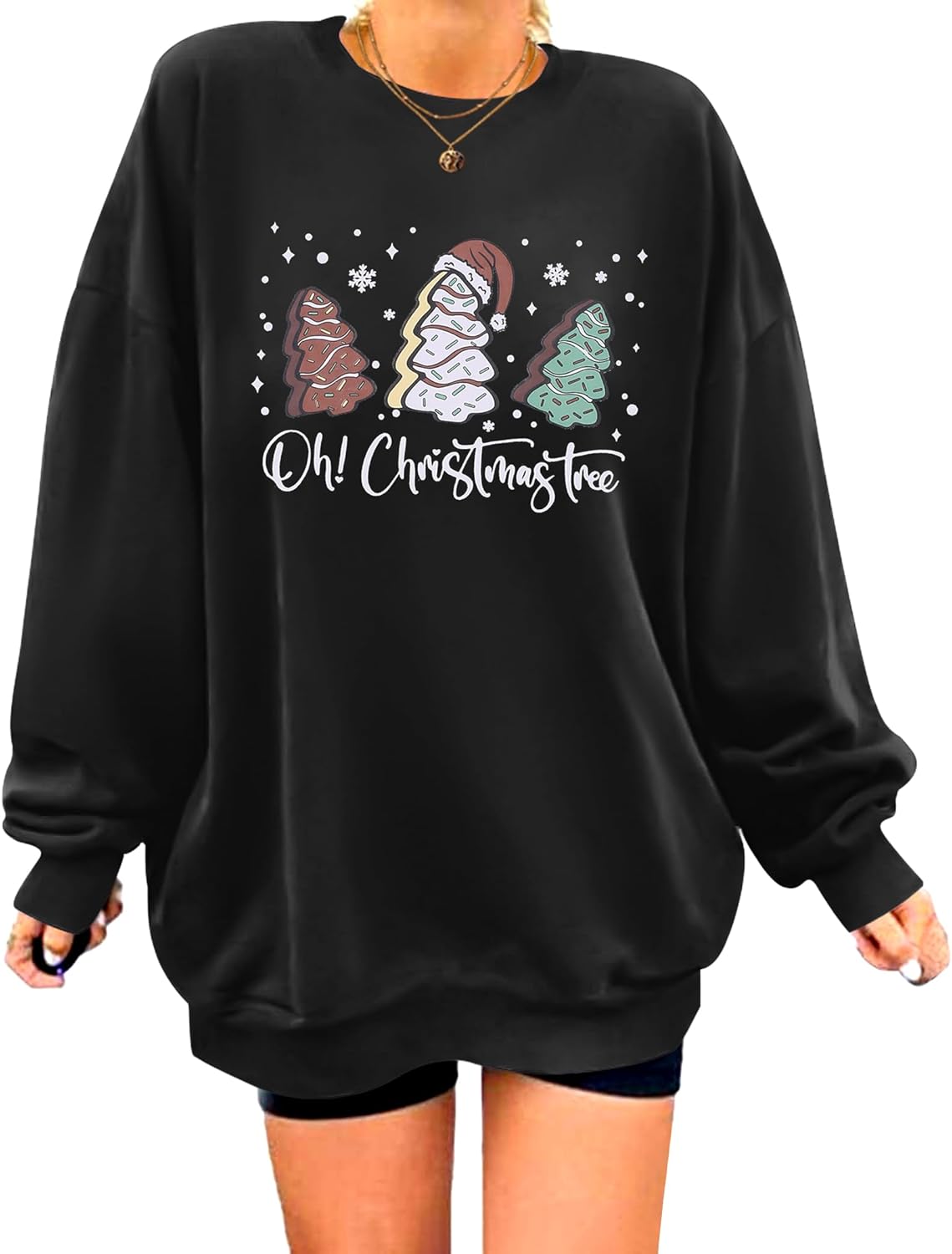 Zeagoo Christmas Sweatshirt for Women Crewneck Christmas Tree Long Sleeve Shirt Xmas Holiday Party Pullover Sweater Tops