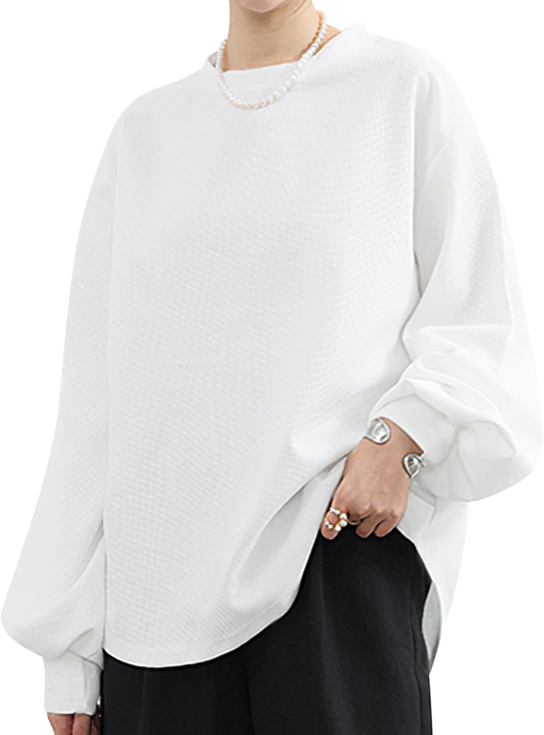 [EAXGO] トレーナー レディース ゆったり 【着痩せ！ゆるっと着れる・こなれ感UP】 長袖トレーナー カットソー 長袖 大きいサイズ 着回し力 快適 おしゃれ 無地 秋