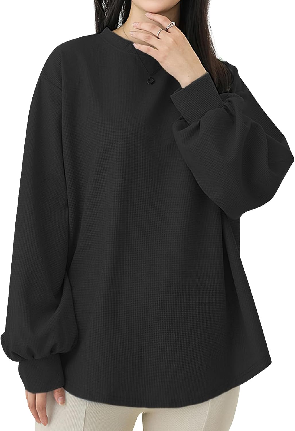 [EAXGO] トレーナー レディース ゆったり 【着痩せ！ゆるっと着れる・こなれ感UP】 長袖トレーナー カットソー 長袖 大きいサイズ 着回し力 快適 おしゃれ 無地 秋