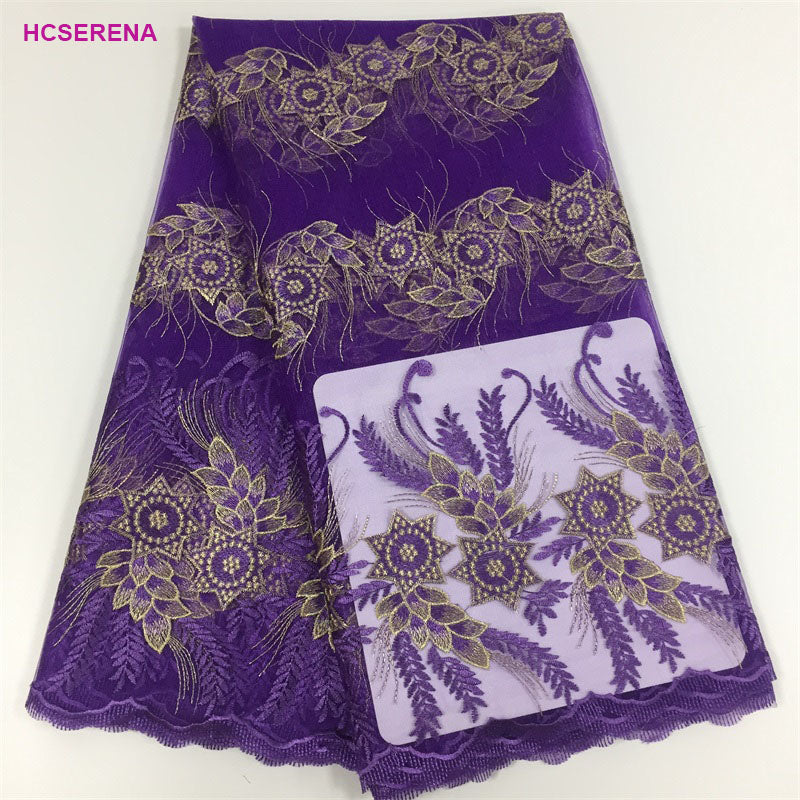 2025 Nigerian Embroidered African Lace Fabric for Wedding - No. 026, 5 Yards