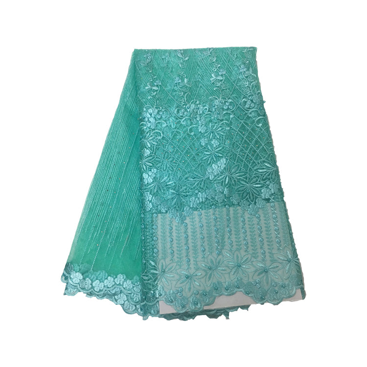 2025 Nigerian Embroidered African Lace Fabric for Wedding - No. 116, 5 Yards