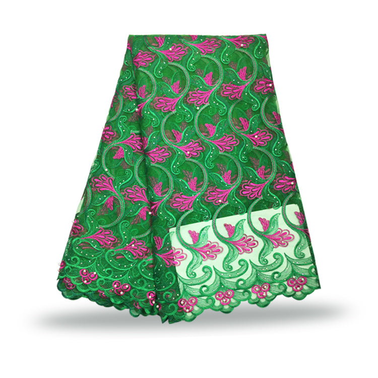 2025 Nigerian Embroidered African Lace Fabric for Wedding - No. 134, 5 Yards