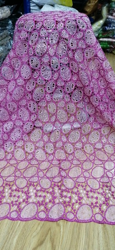 2025 Nigerian Embroidered African Lace Fabric for Wedding - No. 080, 5 Yards