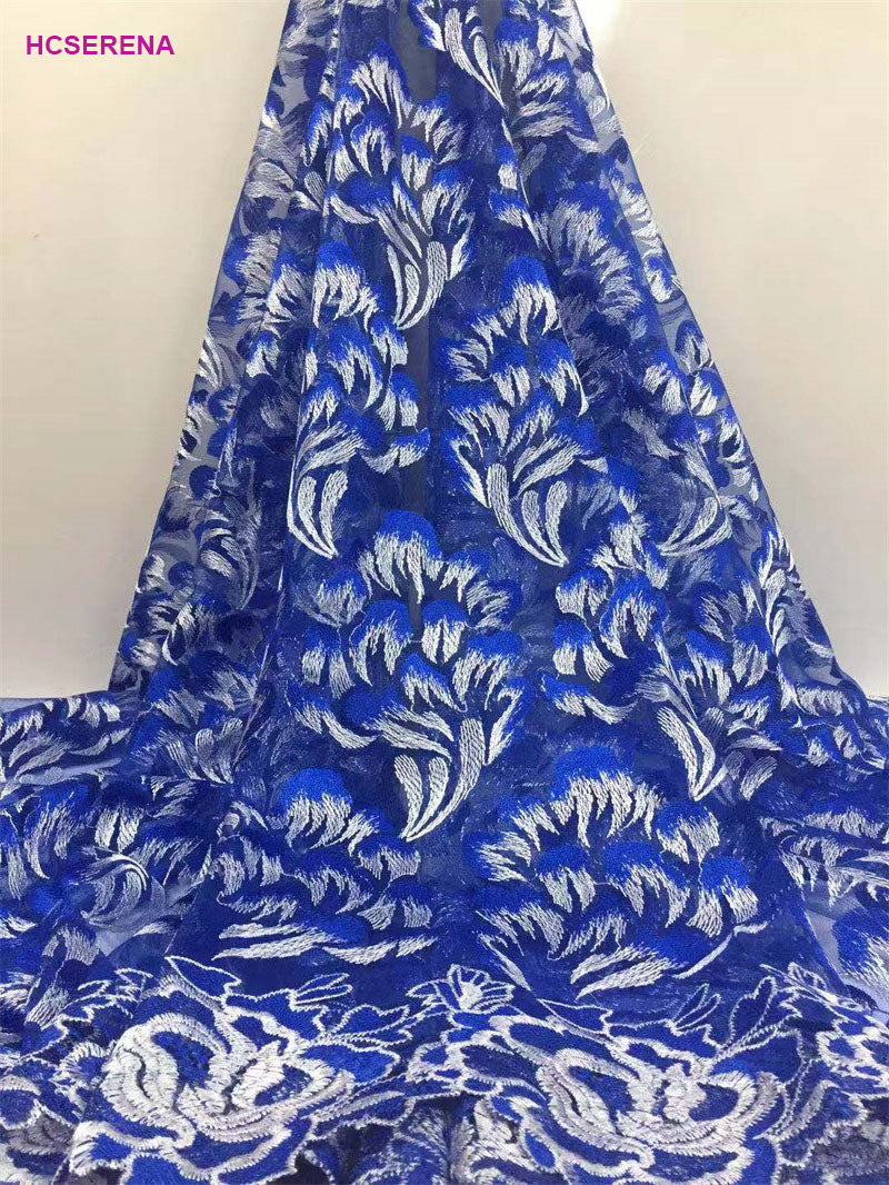 2025 Nigerian Embroidered African Lace Fabric for Wedding - No. 064, 5 Yards