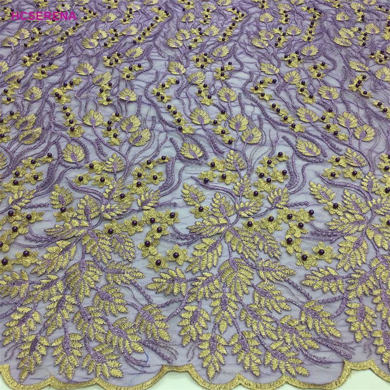 2025 Nigerian Embroidered African Lace Fabric for Wedding - No. 053, 5 Yards