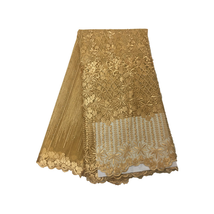 2025 Nigerian Embroidered African Lace Fabric for Wedding - No. 116, 5 Yards