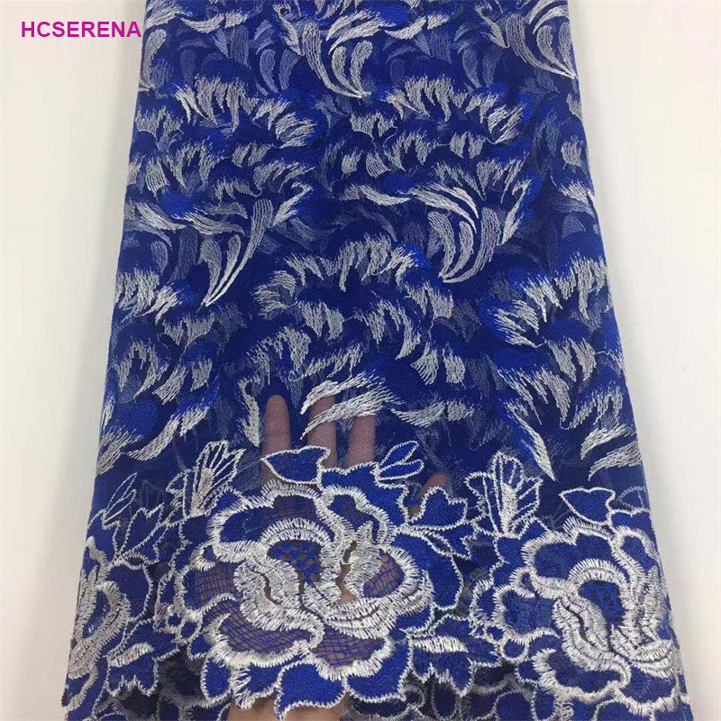 2025 Nigerian Embroidered African Lace Fabric for Wedding - No. 076, 5 Yards