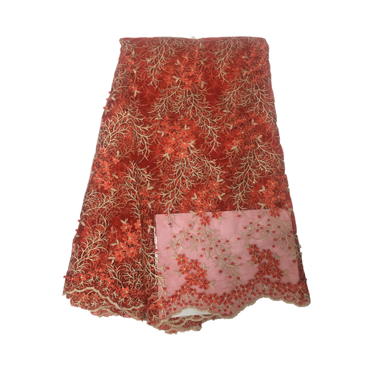 2025 Nigerian Embroidered African Lace Fabric for Wedding - No. 097, 5 Yards