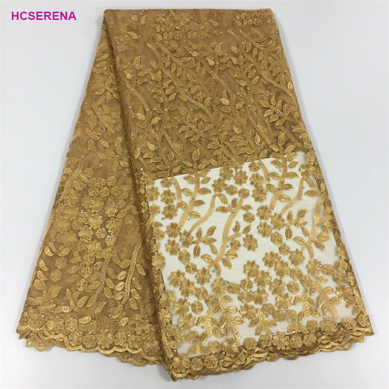 2025 Nigerian Embroidered African Lace Fabric for Wedding - No. 033, 5 Yards