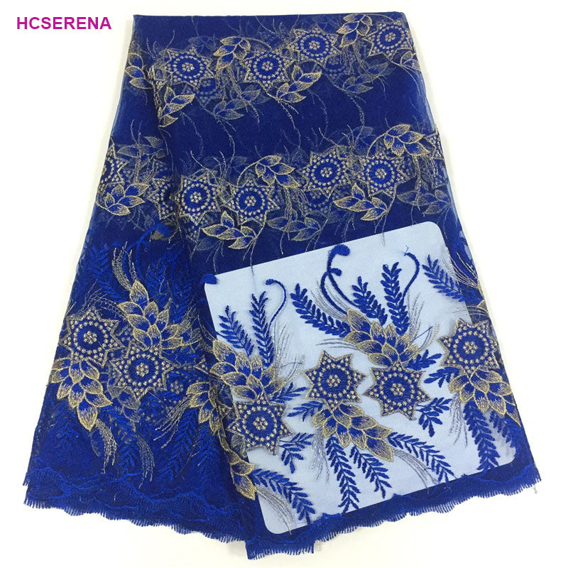 2025 Nigerian Embroidered African Lace Fabric for Wedding - No. 026, 5 Yards