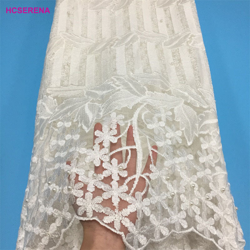 2025 Nigerian Embroidered African Lace Fabric for Wedding - No. 055, 5 Yards