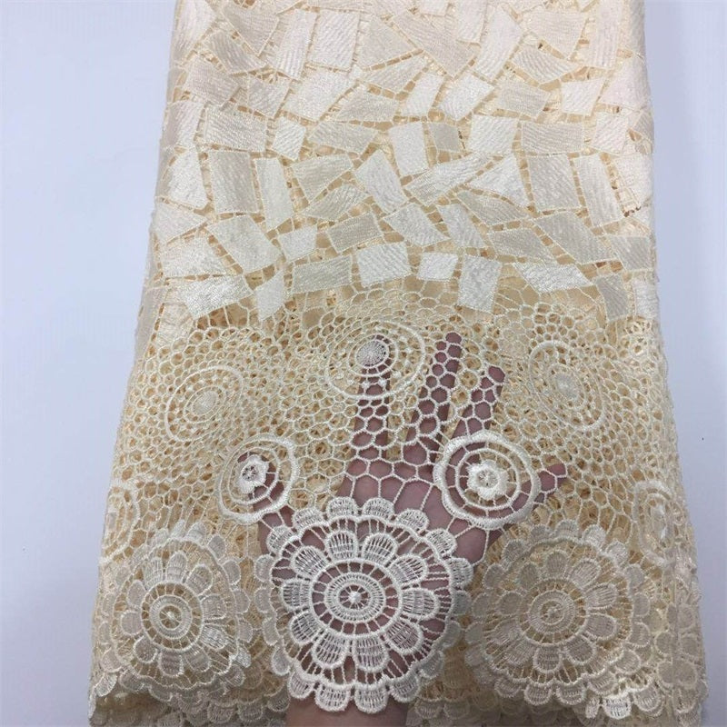 2025 Nigerian Embroidered African Lace Fabric for Wedding - No. 021, 5 Yards