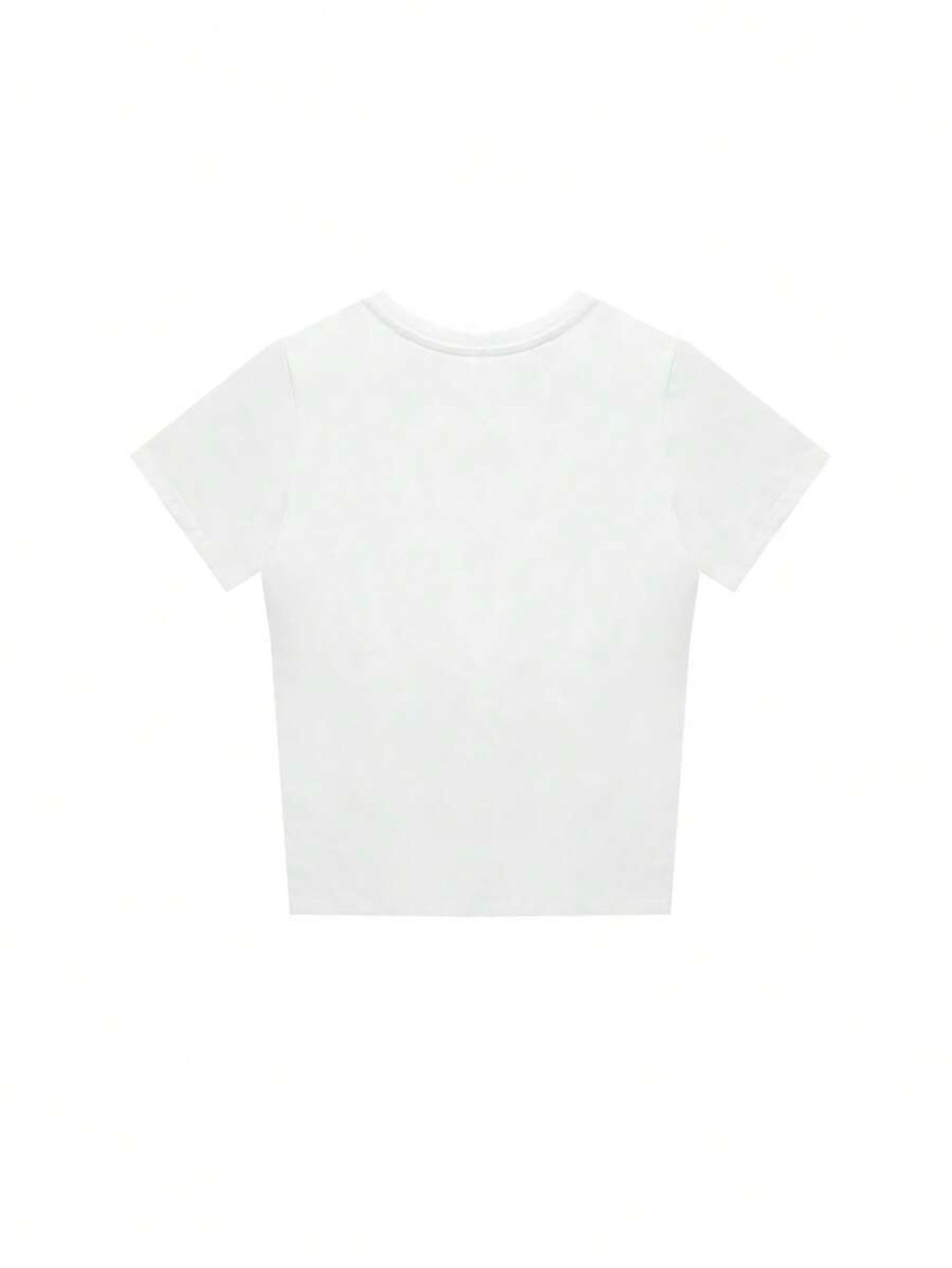 Ladies' Casual Plain V-Neck Short Sleeve T-Shirt, Summer White