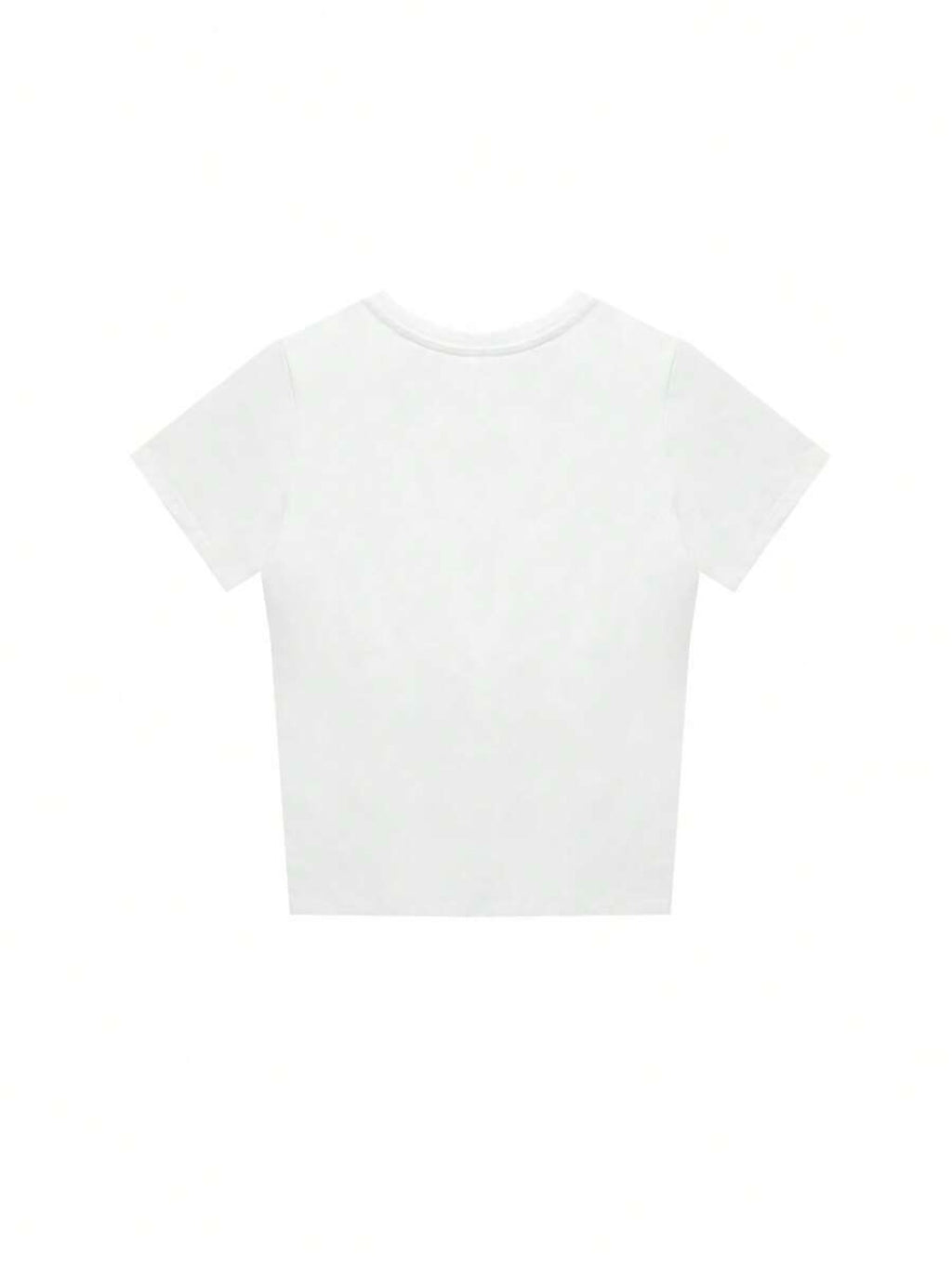 Ladies' Casual Plain V-Neck Short Sleeve T-Shirt, Summer White