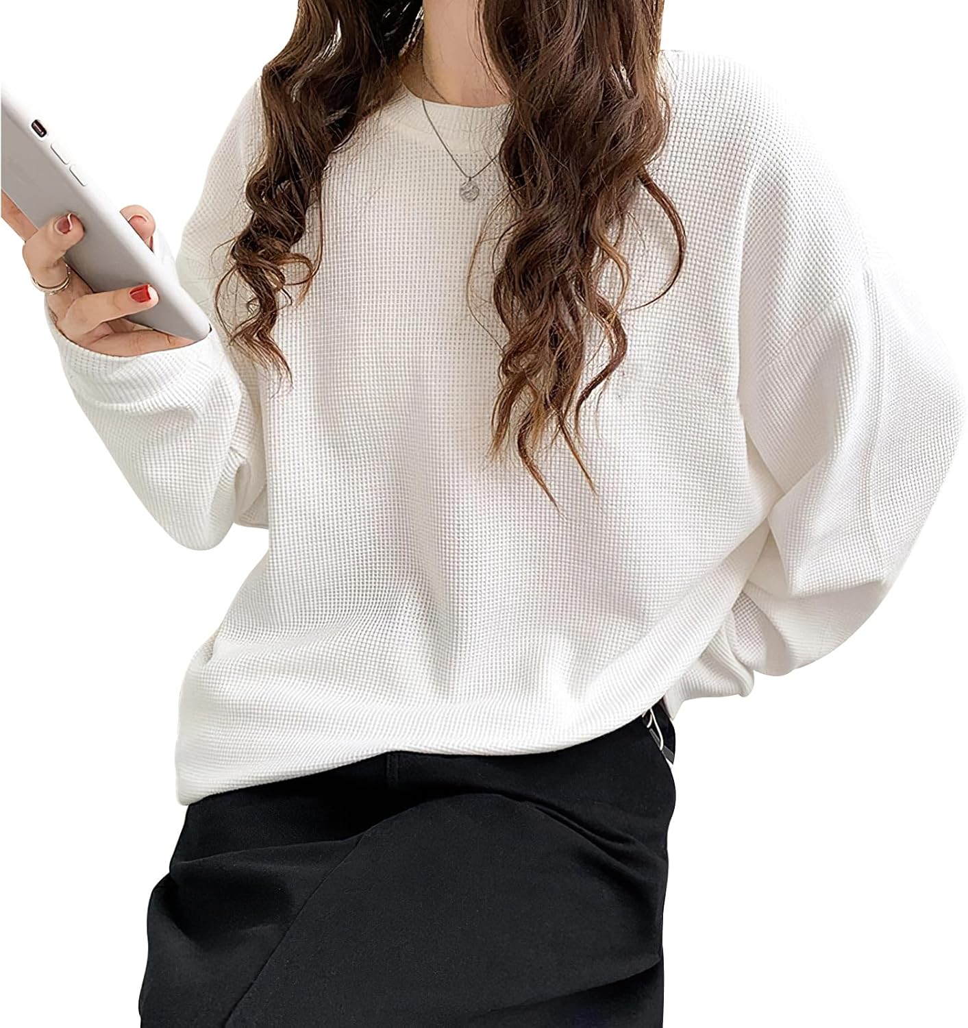 【単品映えロンT】ロンt レディース 【心地よい着心地・こなれ感】長袖tシャツ ロンティー トップス 重ね着風 ゆったり ティーシャツ 着痩せ ロングスリーブ 無地 カジュアル きれいめ 秋