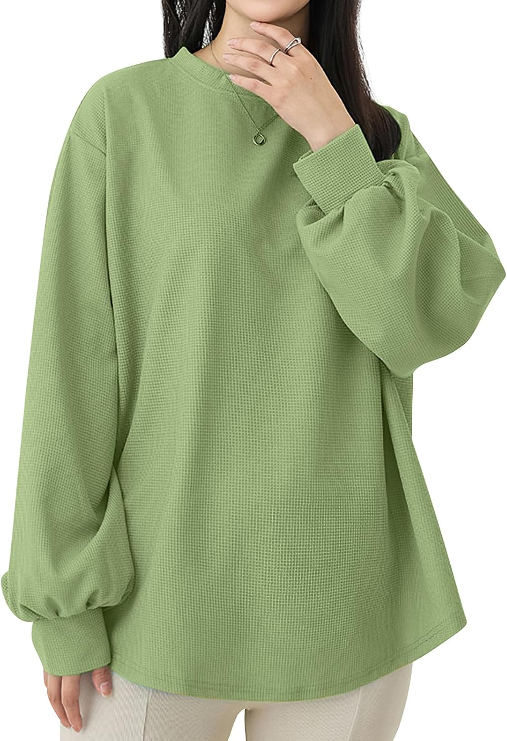 [EAXGO] トレーナー レディース ゆったり 【着痩せ！ゆるっと着れる・こなれ感UP】 長袖トレーナー カットソー 長袖 大きいサイズ 着回し力 快適 おしゃれ 無地 秋