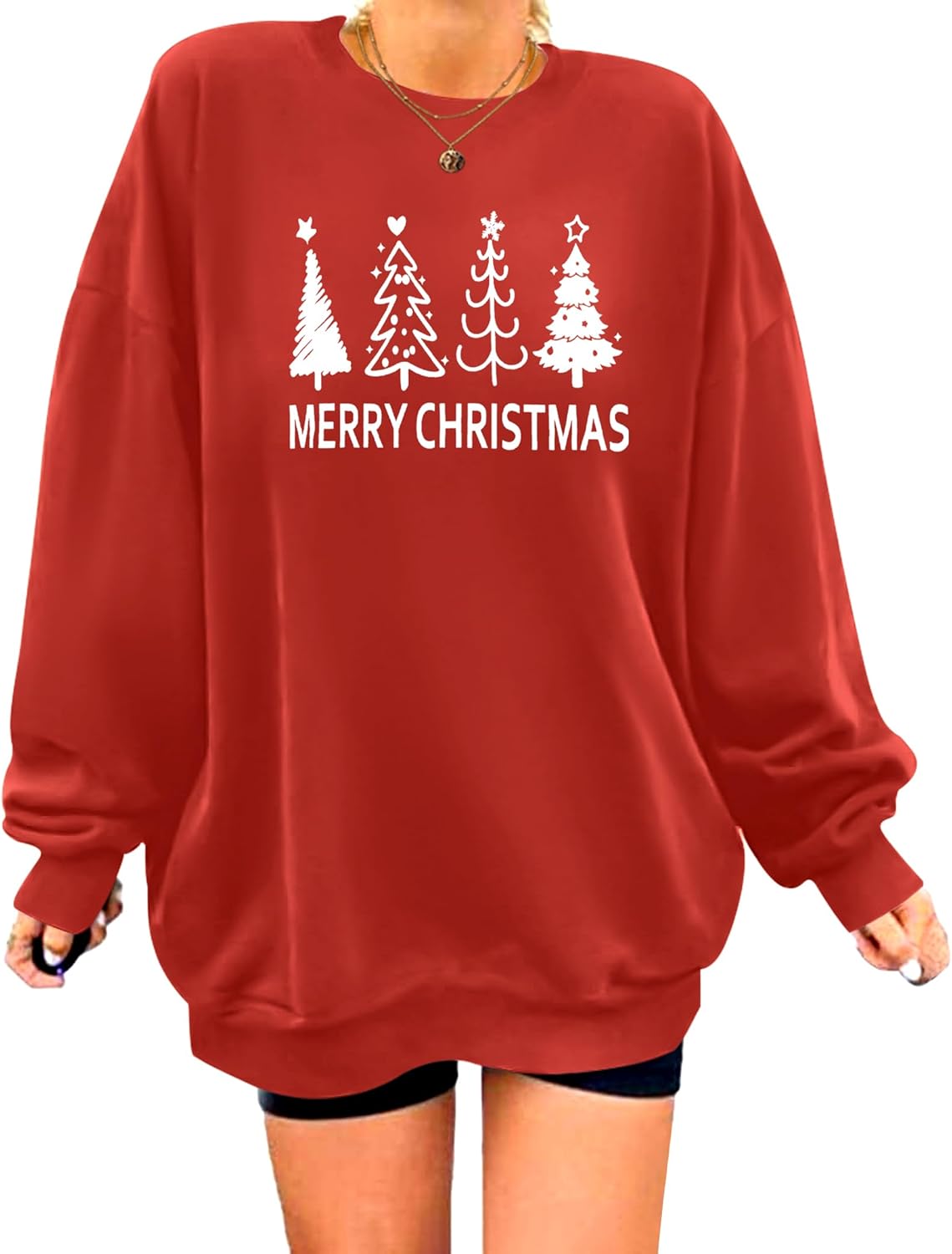 Zeagoo Christmas Sweatshirt for Women Crewneck Christmas Tree Long Sleeve Shirt Xmas Holiday Party Pullover Sweater Tops