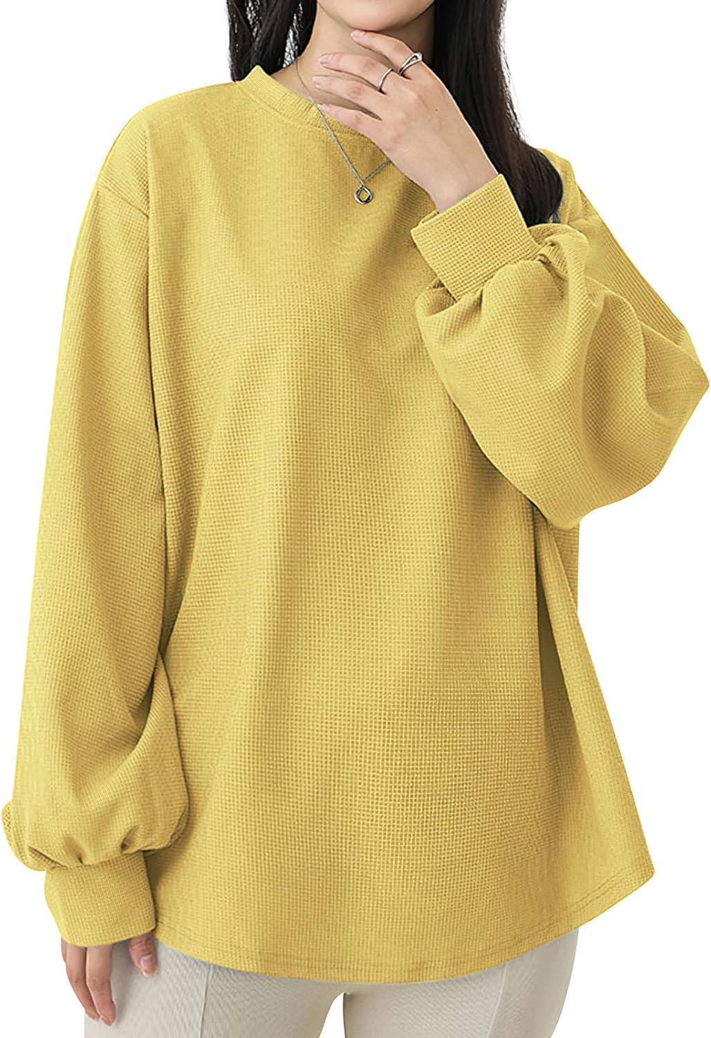 [EAXGO] トレーナー レディース ゆったり 【着痩せ！ゆるっと着れる・こなれ感UP】 長袖トレーナー カットソー 長袖 大きいサイズ 着回し力 快適 おしゃれ 無地 秋