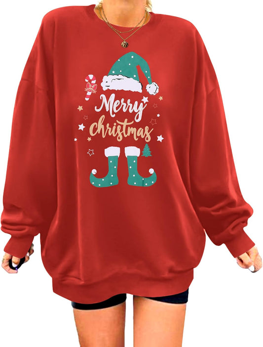 Zeagoo Christmas Sweatshirt for Women Crewneck Christmas Tree Long Sleeve Shirt Xmas Holiday Party Pullover Sweater Tops