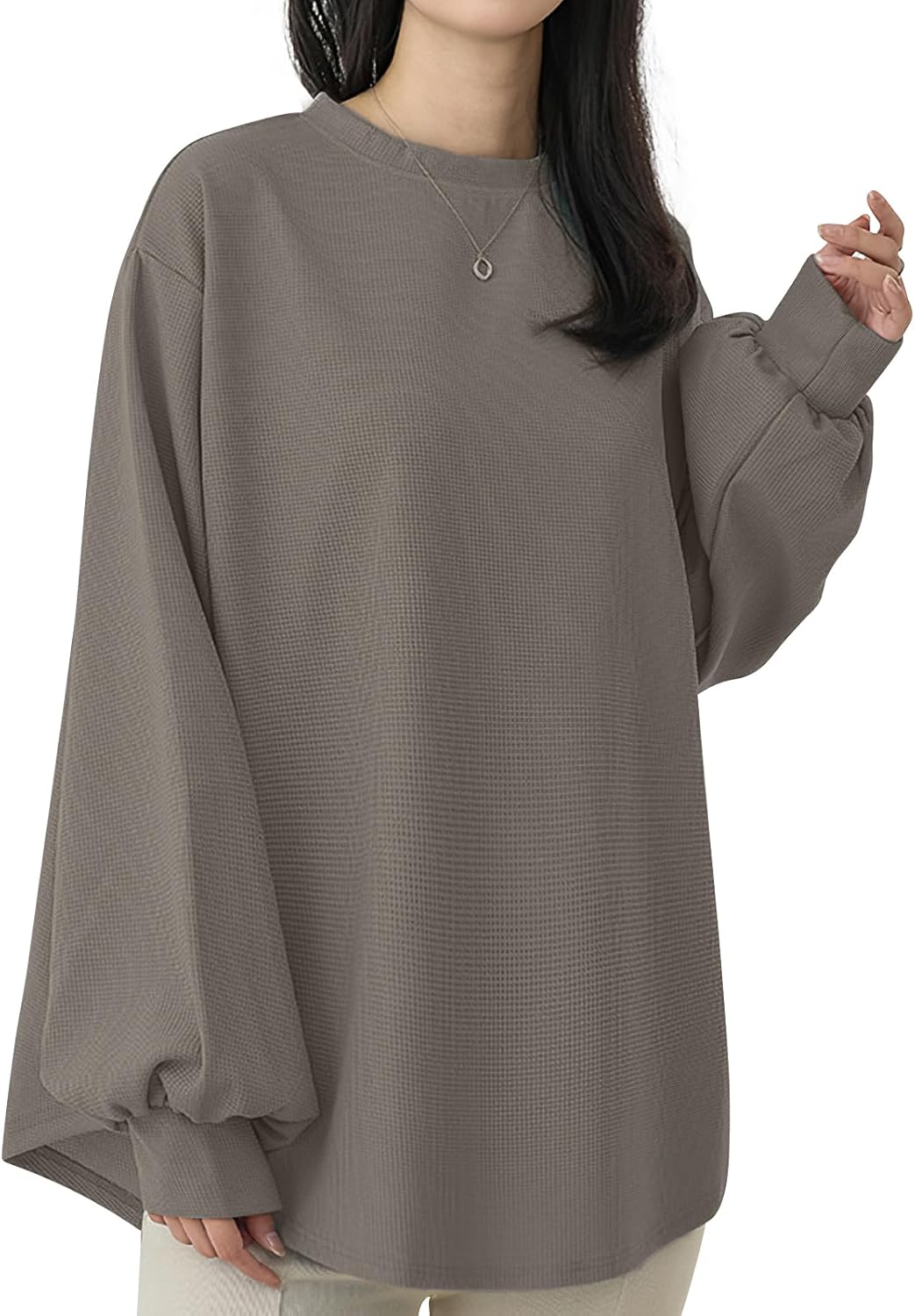 [EAXGO] トレーナー レディース ゆったり 【着痩せ！ゆるっと着れる・こなれ感UP】 長袖トレーナー カットソー 長袖 大きいサイズ 着回し力 快適 おしゃれ 無地 秋