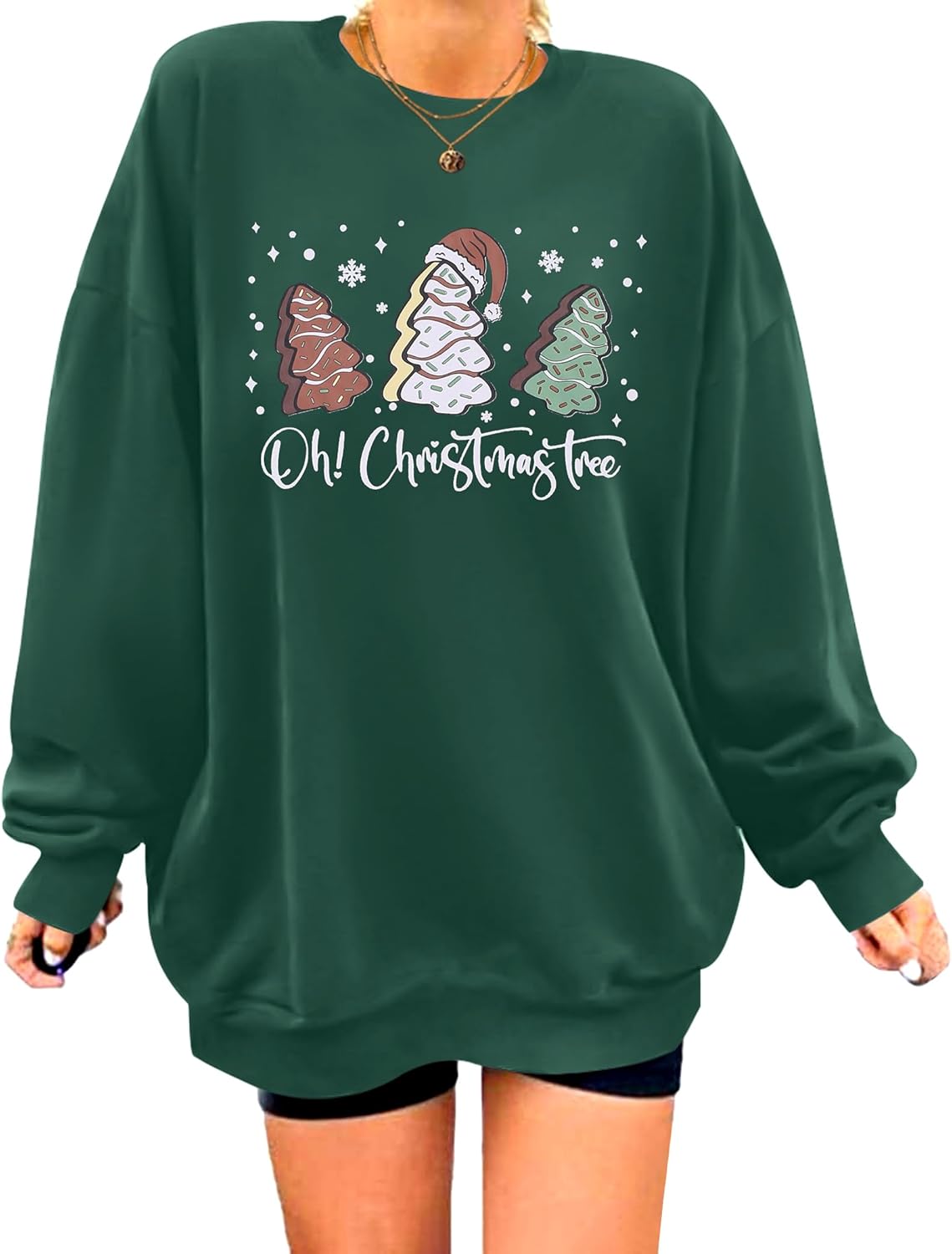 Zeagoo Christmas Sweatshirt for Women Crewneck Christmas Tree Long Sleeve Shirt Xmas Holiday Party Pullover Sweater Tops