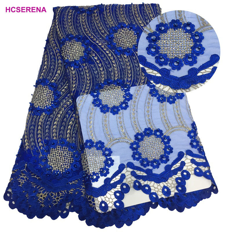 2025 Nigerian Embroidered African Lace Fabric for Wedding - No. 014, 5 Yards