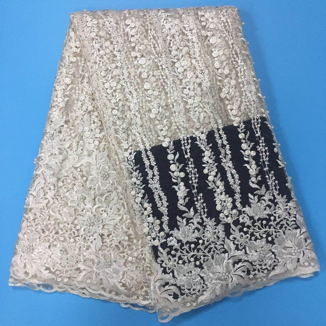 2025 Nigerian Embroidered African Lace Fabric for Wedding - No. 040, 5 Yards